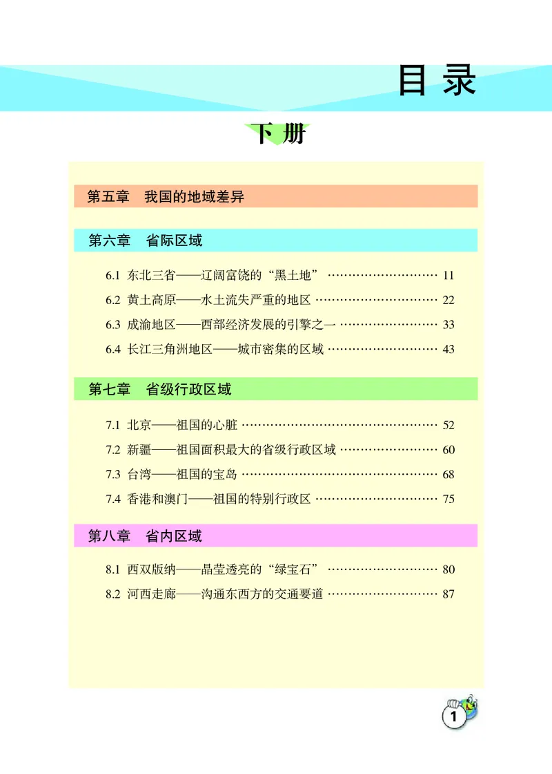 《地理八年级下册_光塔笔记初中课本_初中地理_晋教版》第3页预览