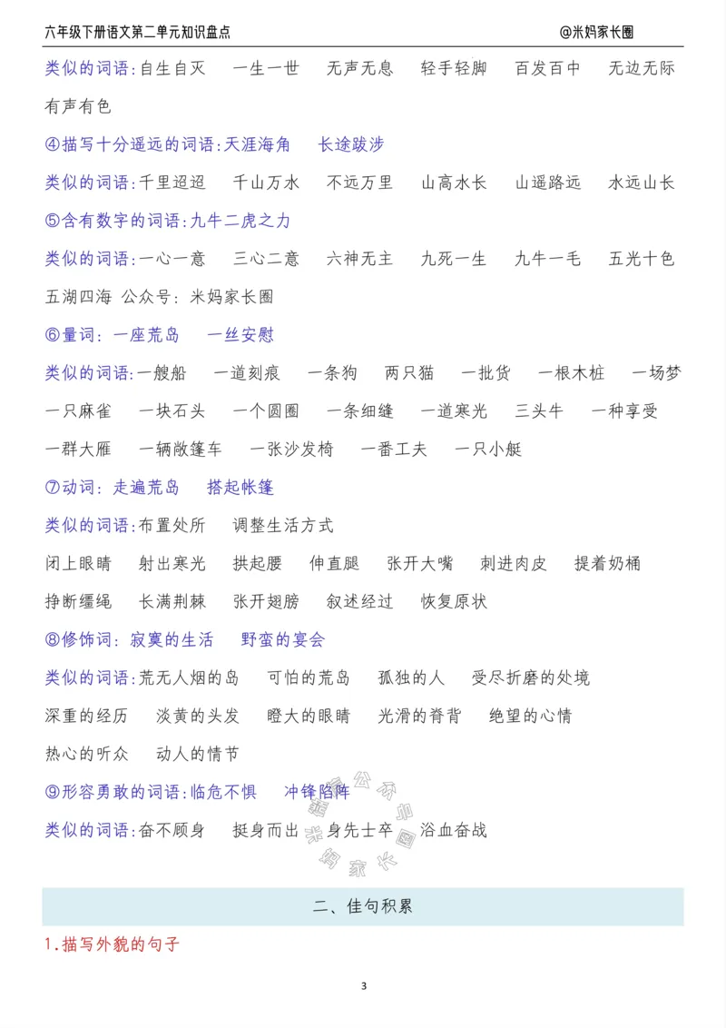 《014.24春语文六年级下册第二单元知识盘点九大专项_小学1-6年级全科全套_1-6年级全科下册_六年级_其他补充资料_语文资料》第3页预览