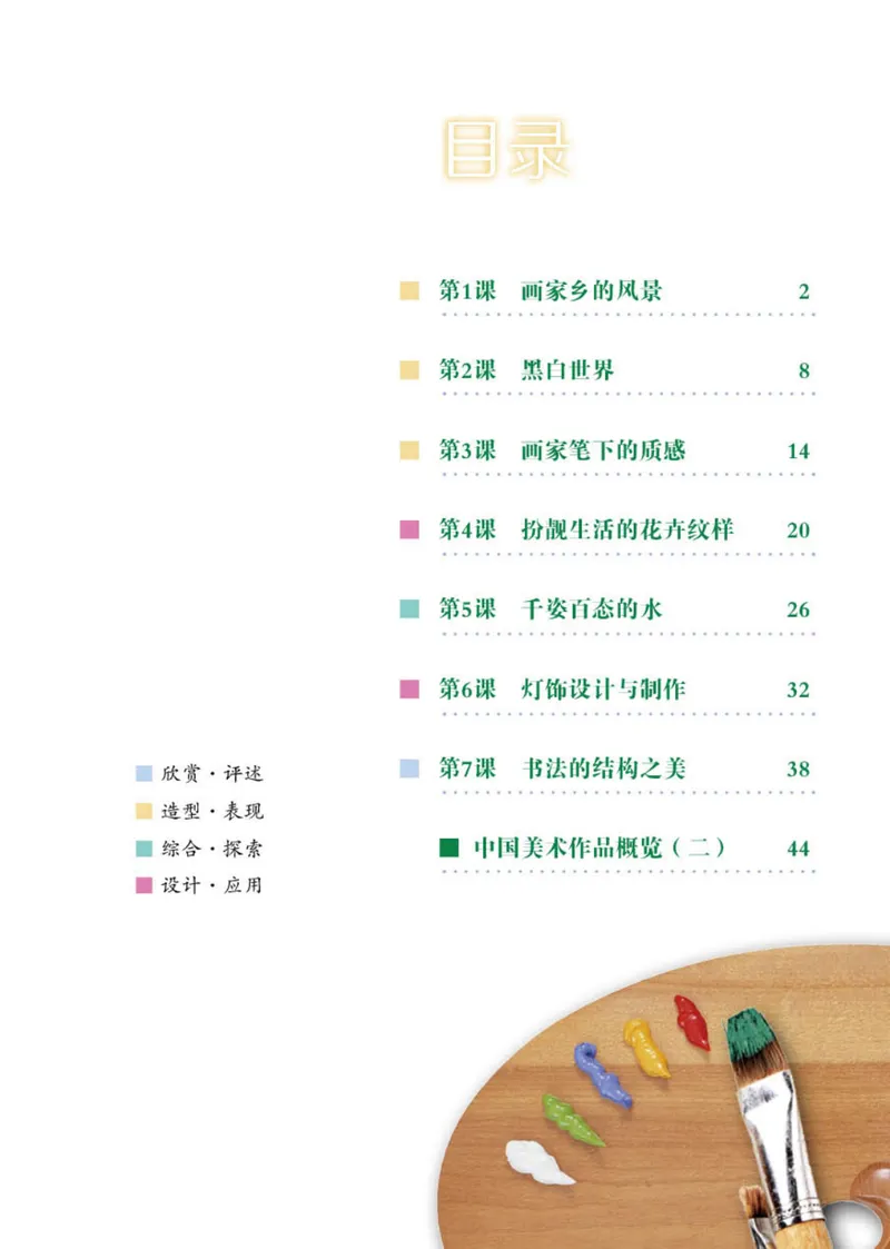 《（湖南美术出版社）7年级下册_光塔笔记初中课本_初中美术_湘美版》第5页预览