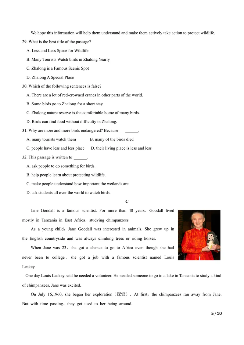 《U5Savetheendangeredanimals（A卷·夯实基础）原卷版_初中全科目同步习题+精品试卷（7-9年级）_25秋初中英语《同步习题+精品试卷》_初中英语（沪教牛津版）试卷_八年级下册》第5页预览