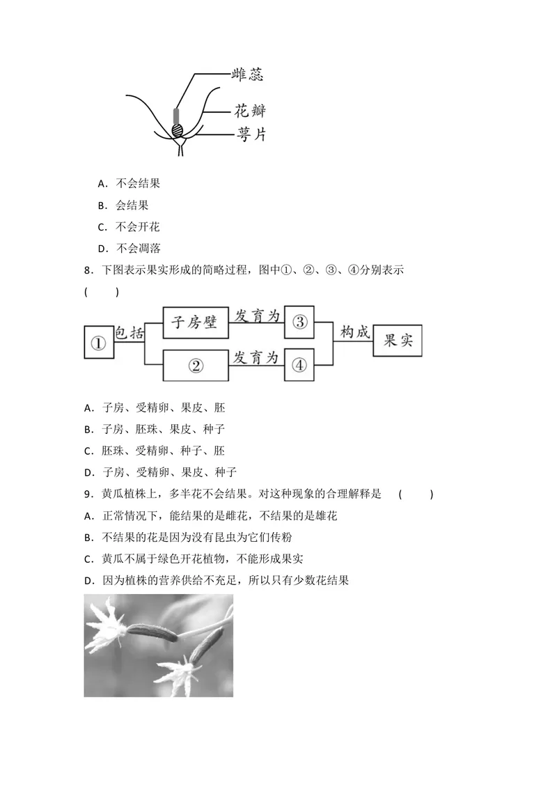 《7.1.1植物的生殖同步练习有答案_初中全科目同步习题+精品试卷（7-9年级）_25秋初中生物《同步习题+精品试卷》_初中生物试卷（北师大）_《单元试卷》_单元试卷8B_同步练习》第2页预览