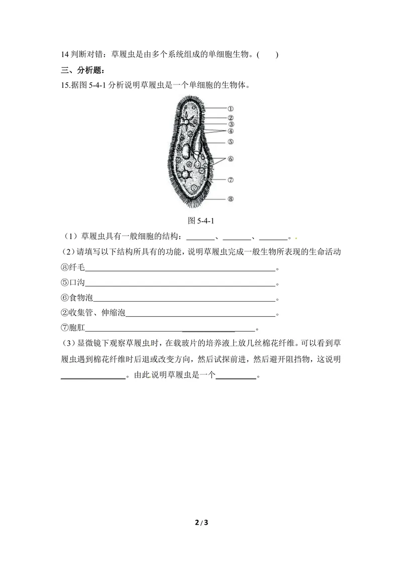 《《单细胞生物体》同步练习_初中全科目同步习题+精品试卷（7-9年级）_25秋初中生物《同步习题+精品试卷》_初中生物试卷（冀少版）_《同步练习+教案学案》_七年级上册》第2页预览