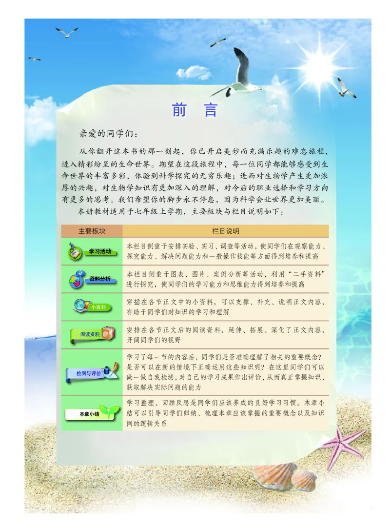 《生物学七年级上册_光塔笔记初中课本_初中生物学_北京版》第3页预览