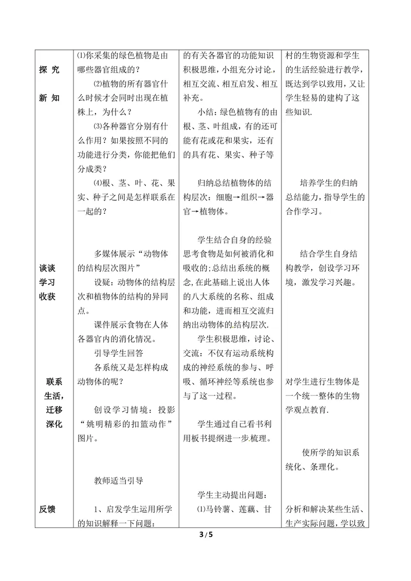 《《多细胞生物体》教案1_初中全科目同步习题+精品试卷（7-9年级）_25秋初中生物《同步习题+精品试卷》_初中生物试卷（冀少版）_《同步练习+教案学案》_七年级上册》第3页预览