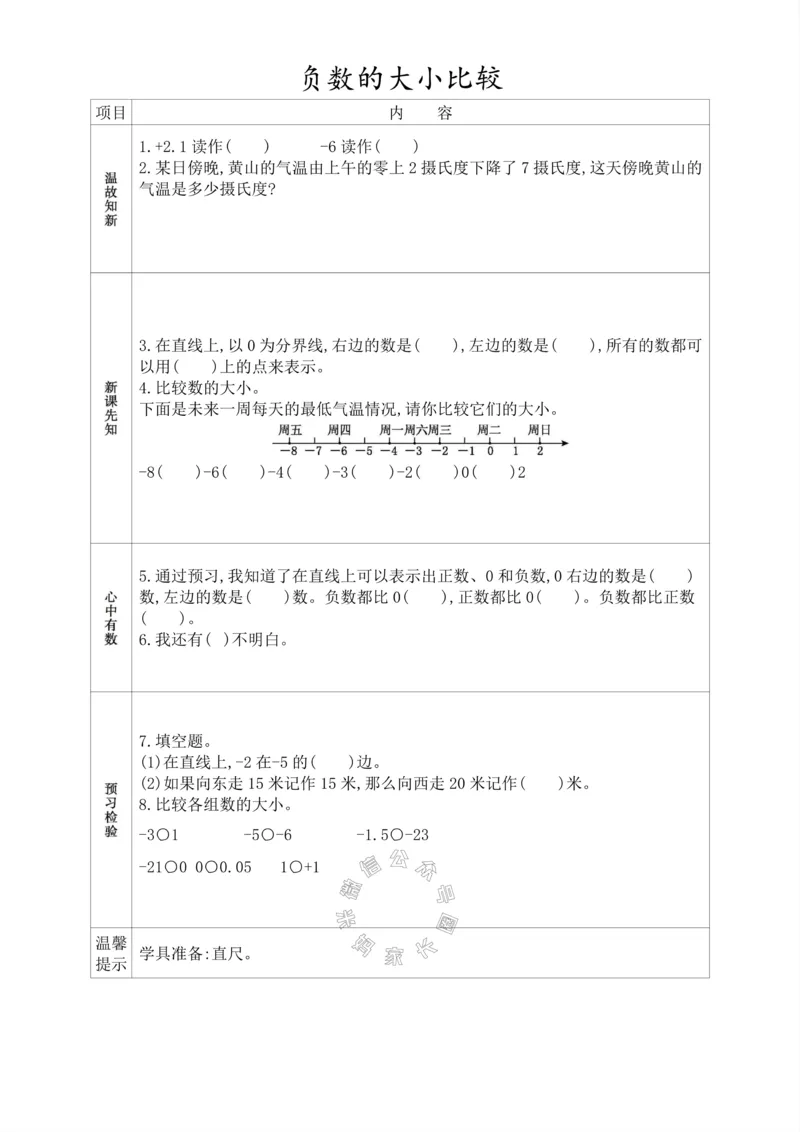 《015.人教版数学六年级下册预习单（有答案）_小学1-6年级全科全套_1-6年级全科下册_六年级_其他补充资料_数学人教版资料》第2页预览