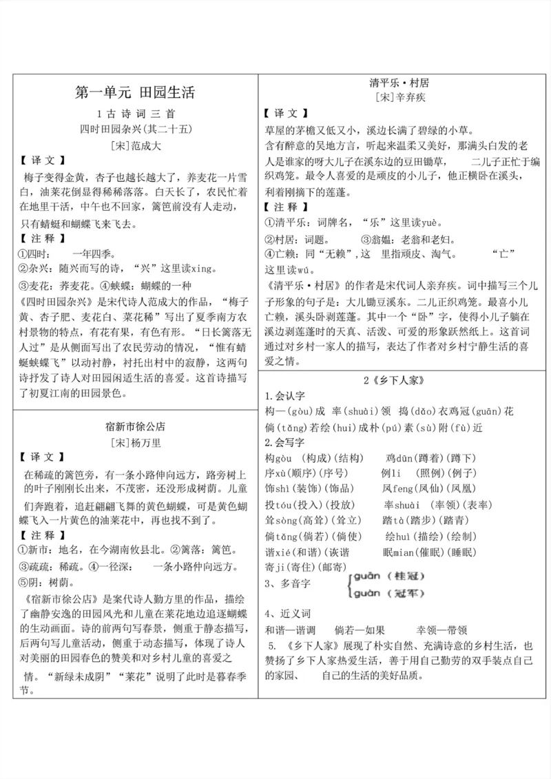 《015.24春四年级下册语文课课贴（第二版）公众号：米妈家长圈_小学1-6年级全科全套_1-6年级全科下册_四年级_其他补充资料_语文资料》第1页预览
