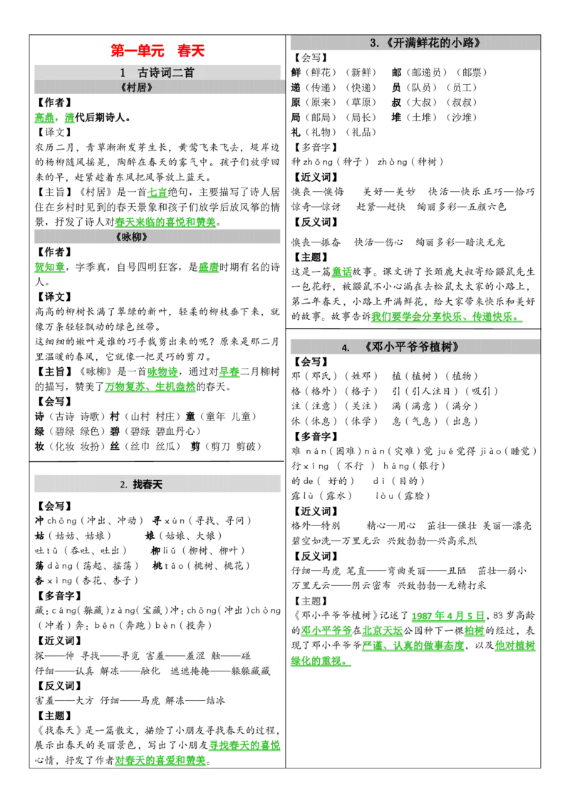 《020.24春二年级下册语文课课贴（最新版）公众号：米妈家长圈_小学1-6年级全科全套_1-6年级全科下册_二年级_其他补充资料_语文资料》第1页预览