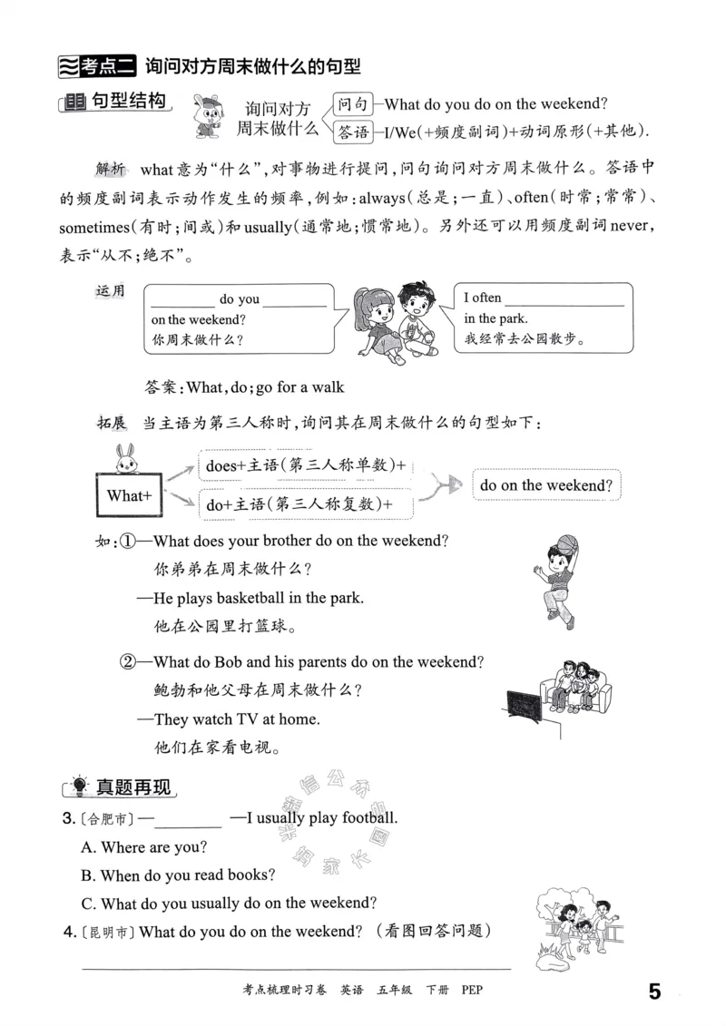 《015.24春人教PEP英语王朝霞考点梳理手册五年级下册公众号：米妈家长圈_小学1-6年级全科全套_1-6年级全科下册_五年级_其他补充资料_教辅系列_英语人教PEP资料》第6页预览