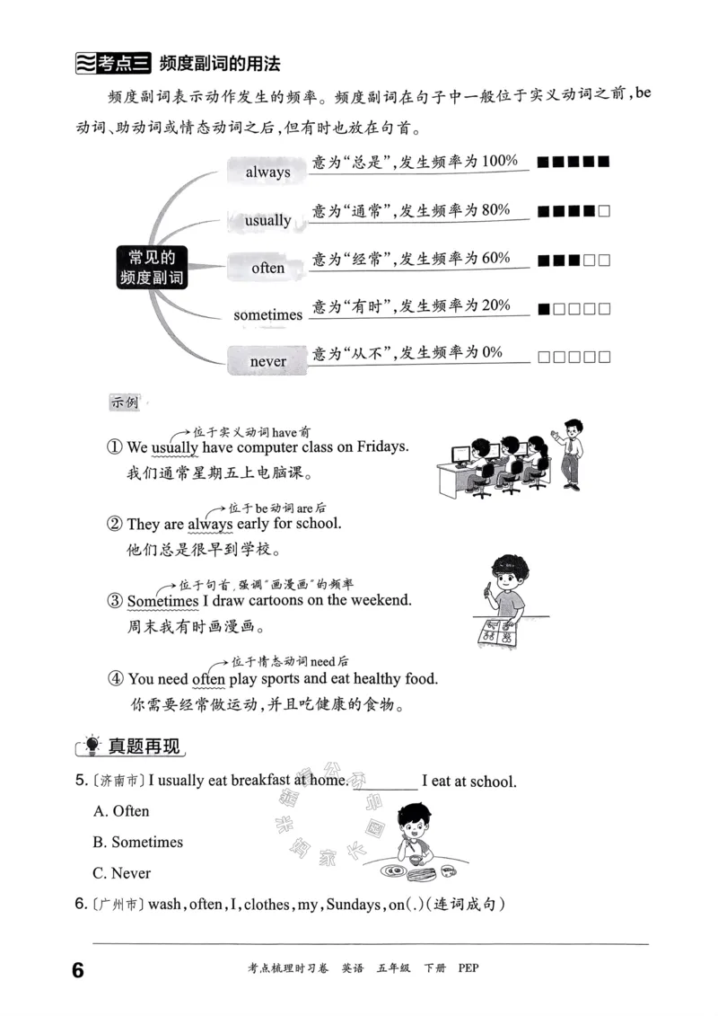 《015.24春人教PEP英语王朝霞考点梳理手册五年级下册公众号：米妈家长圈_小学1-6年级全科全套_1-6年级全科下册_五年级_其他补充资料_教辅系列_英语人教PEP资料》第7页预览