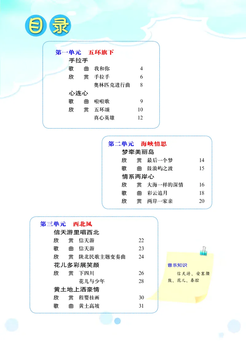 《音乐8年级下册_光塔笔记初中课本_初中音乐_西师大》第6页预览