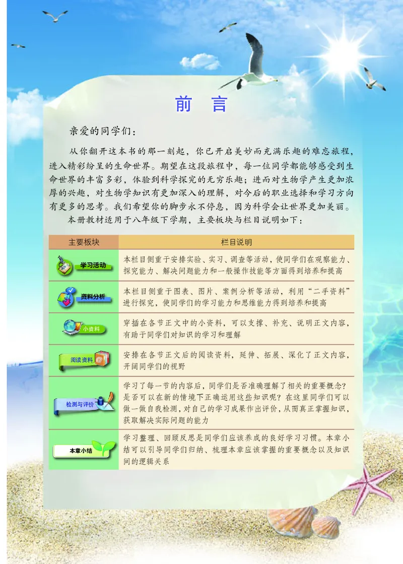 《生物学八年级下册_光塔笔记初中课本_初中生物学_北京版》第3页预览