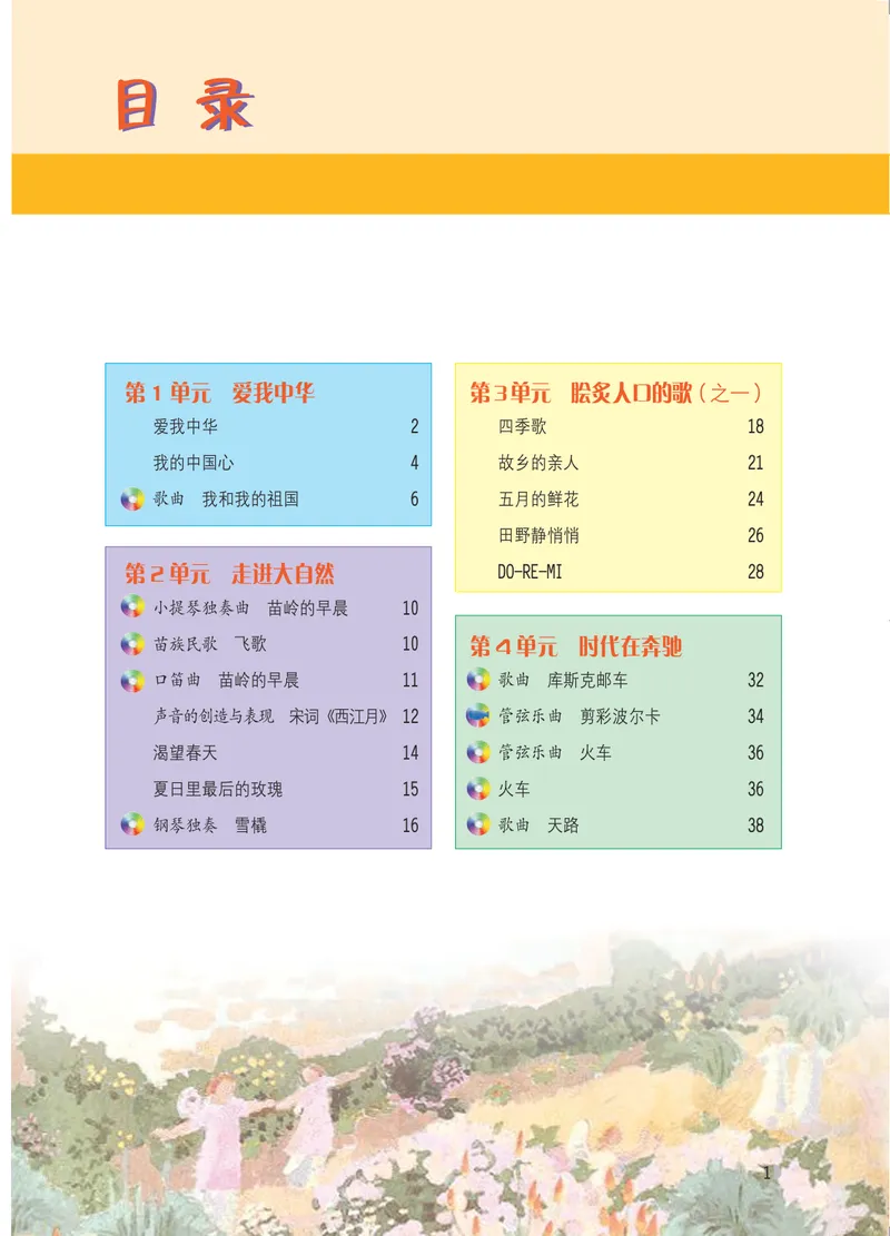 《音乐（粤教花城版）7年级上册_光塔笔记初中课本_初中音乐_粤教花城版》第4页预览