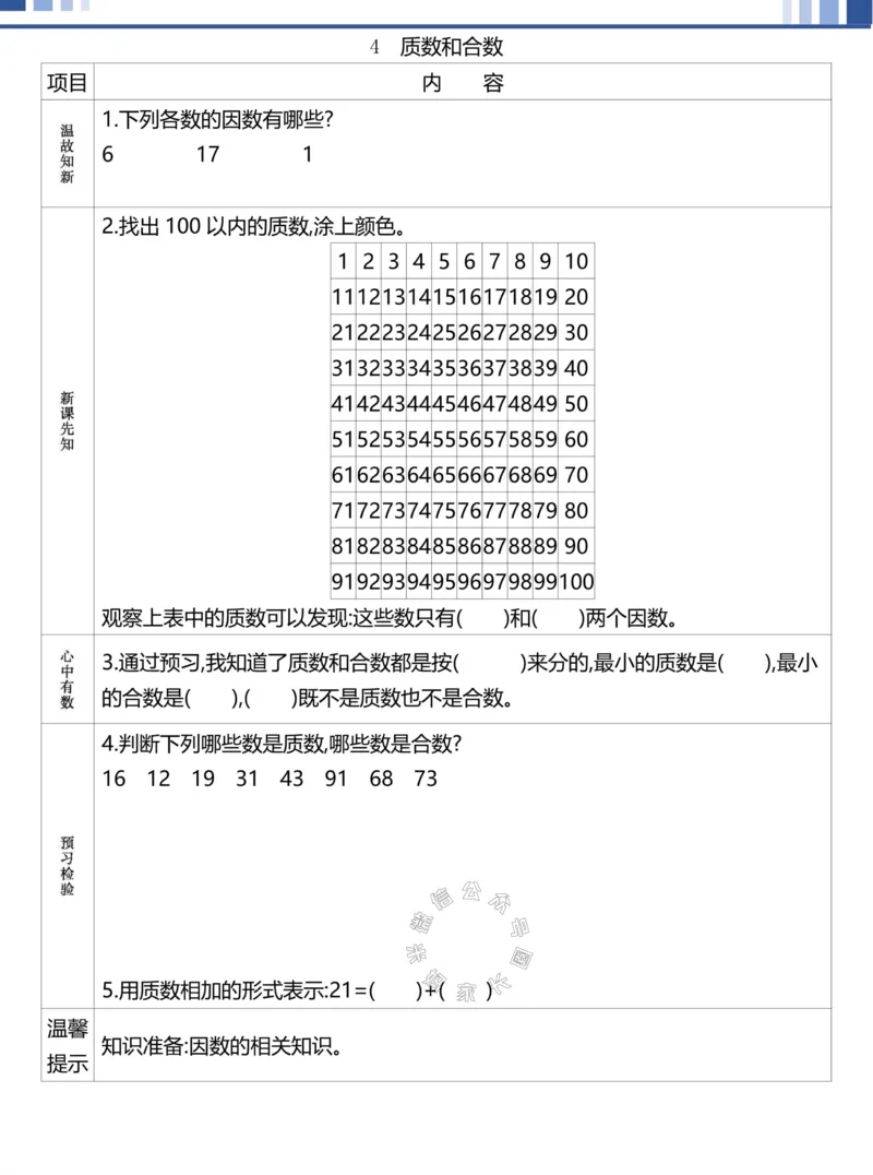 《020.24春人教版数学理想树必刷题五年级下册预习单（有答案）公众号：米妈家长圈_小学1-6年级全科全套_1-6年级全科下册_五年级_其他补充资料_教辅系列_数学人教版资料》第6页预览