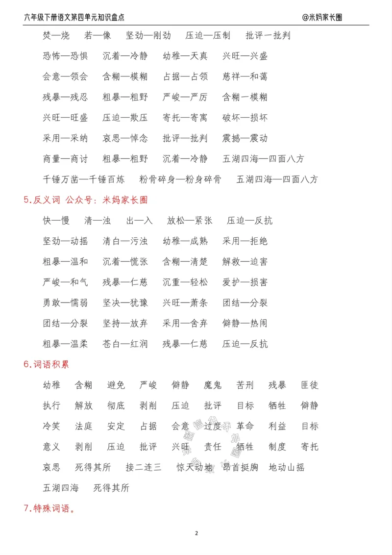 《014.24春语文六年级下册第四单元知识盘点十大专项_小学1-6年级全科全套_1-6年级全科下册_六年级_其他补充资料_语文资料》第2页预览