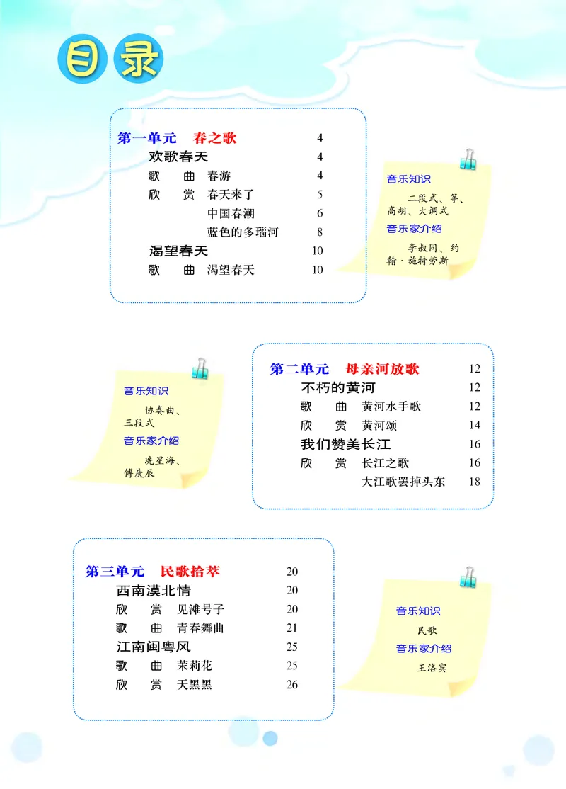 《音乐7年级下册_光塔笔记初中课本_初中音乐_西师大》第6页预览