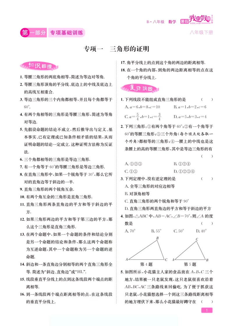 《假期特训·学期总复习八年级数学北师版_初中全科目同步习题+精品试卷（7-9年级）_25秋初中数学《同步习题+精品试卷》_初中数学北师大试卷_上册_《假期特训》》第6页预览