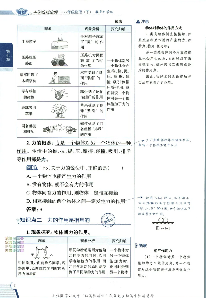 《中学教材全解八年级下册物理教科版_初中《教材全解》7-9年级上下册_初中物理《中学教材全解》8-9年级上下册》第10页预览
