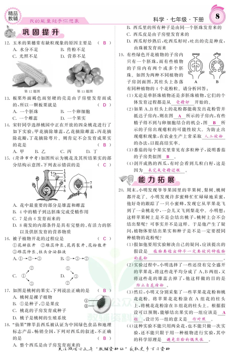 《《课堂内外》七年级下册科学浙教版B本教师用书_初中全科目同步习题+精品试卷（7-9年级）_25秋初中科学《同步习题+精品试卷》_《课堂内外》》第10页预览