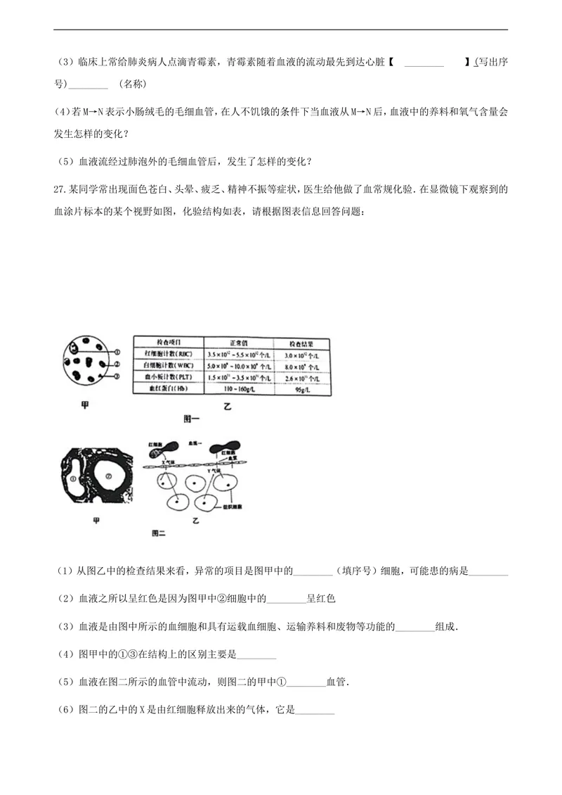 《人教版七年级下册生物同步测试卷--人体内物质的运输(含答案解析)_初中全科目同步习题+精品试卷（7-9年级）_25秋初中生物《同步习题+精品试卷》_初中生物试卷（北师大）_《单元试卷》》第5页预览