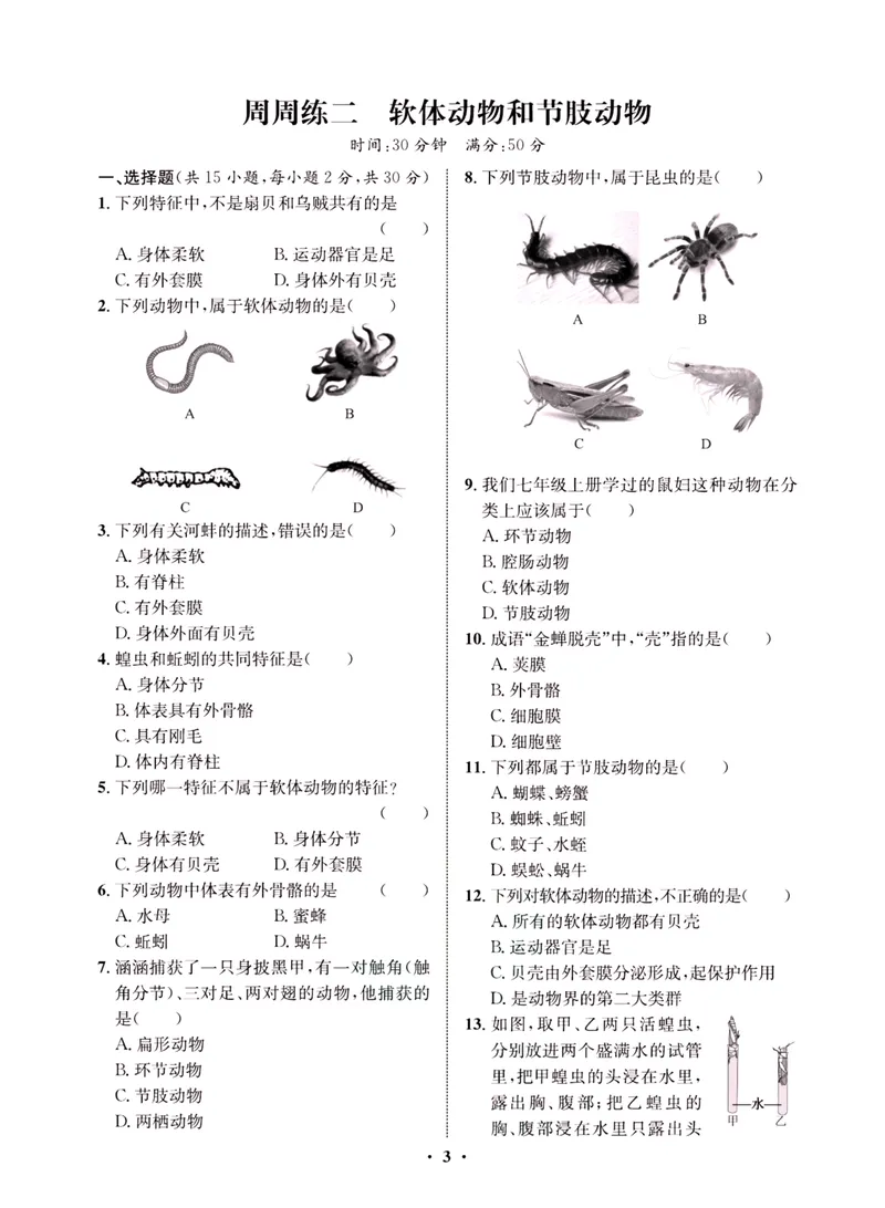《一卷好题·八年级上册生物人教版·夹册_初中全科目同步习题+精品试卷（7-9年级）_25秋初中生物《同步习题+精品试卷》_初中生物试卷（人教版）_《一卷好题》》第6页预览