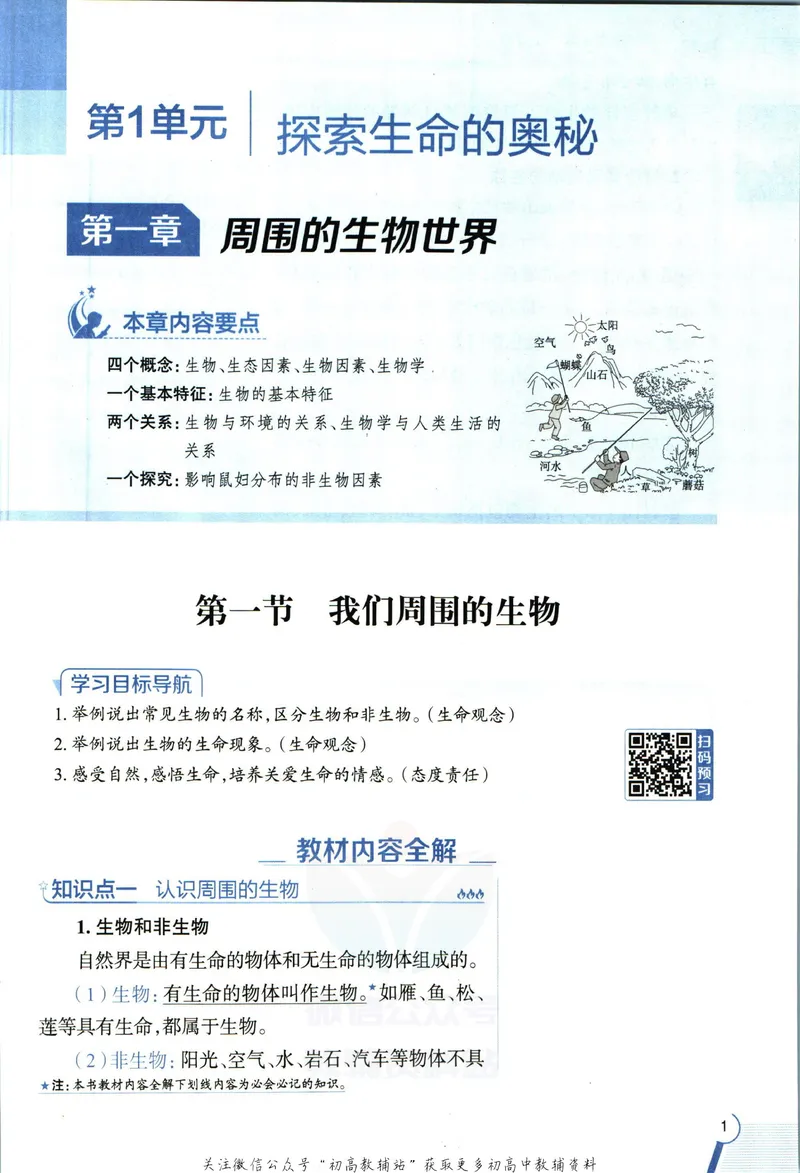 《中学教材全解七年级上册生物苏教版_初中《教材全解》7-9年级上下册_初中生物《中学教材全解》7-8年级上下册》第9页预览