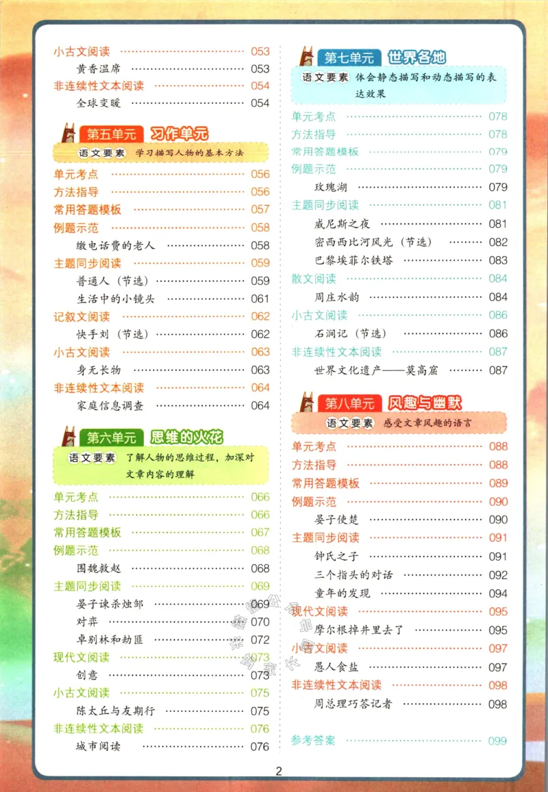 《023.开心教育阅读理解与答题模板五年级下册（有答案）公众号：米妈家长圈_小学1-6年级全科全套_1-6年级全科下册_五年级_其他补充资料_教辅系列_语文资料》第3页预览