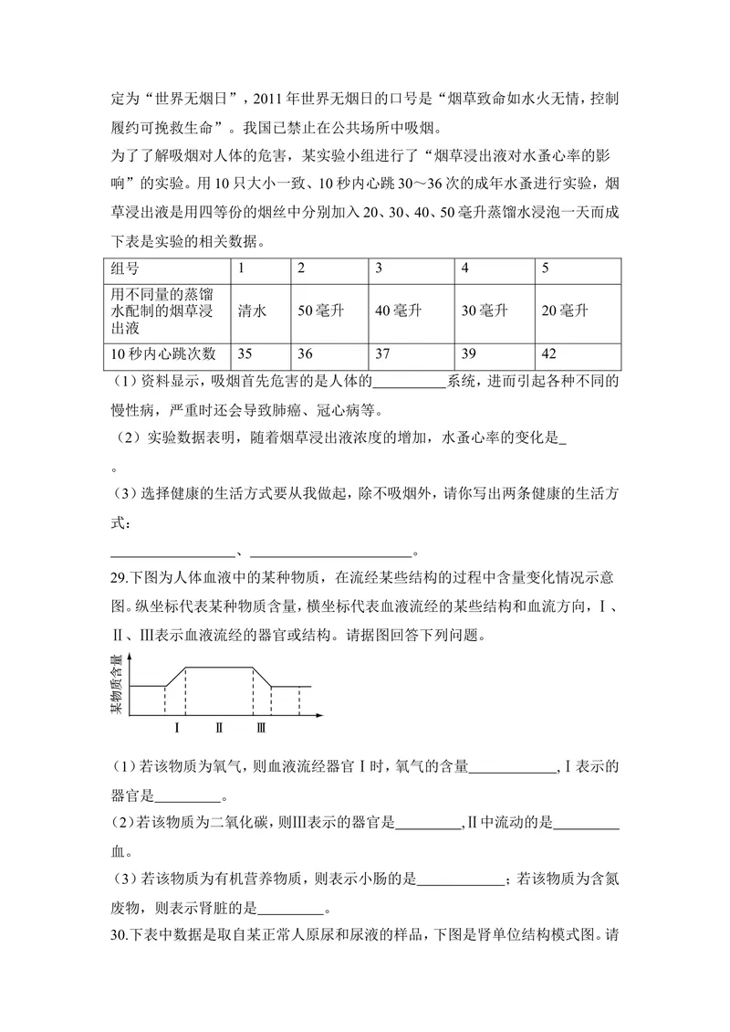 《七年级生物下册期末考试综合测试2_初中全科目同步习题+精品试卷（7-9年级）_25秋初中生物《同步习题+精品试卷》_初中生物试卷（冀少版）_《同步练习+教案学案》_七年级下册》第6页预览