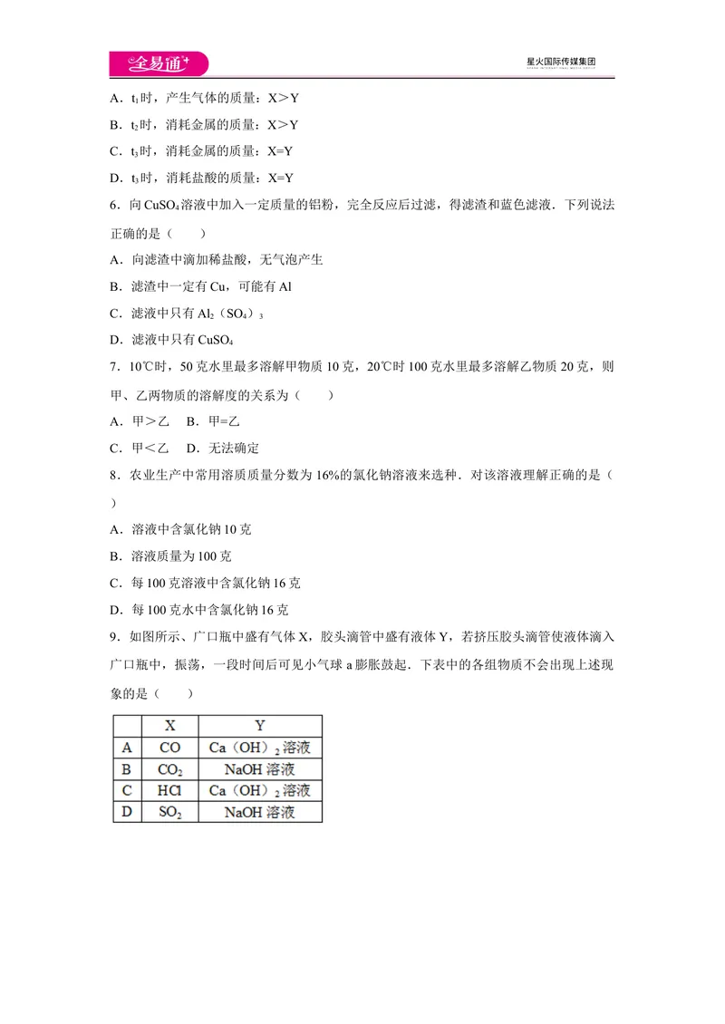 《初中化学九年级下人教版期中卷一_初中全科目同步习题+精品试卷（7-9年级）_25秋初中化学《同步习题+精品试卷》_初中化学（人教版）试卷_《同步试题》_同步试题资源包（9B）》第2页预览