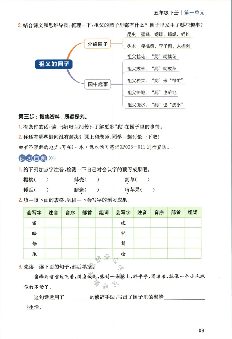 《029.一本五年级下册语文高效预习单公众号：米妈家长圈_小学1-6年级全科全套_1-6年级全科下册_五年级_其他补充资料_教辅系列_语文资料》第5页预览