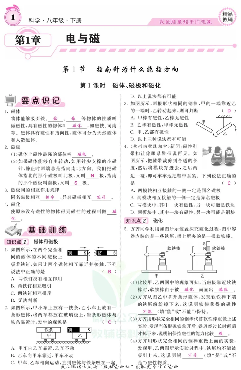 《《课堂内外》八年级下册科学浙教版A本教师用书_初中全科目同步习题+精品试卷（7-9年级）_25秋初中科学《同步习题+精品试卷》_《课堂内外》》第4页预览