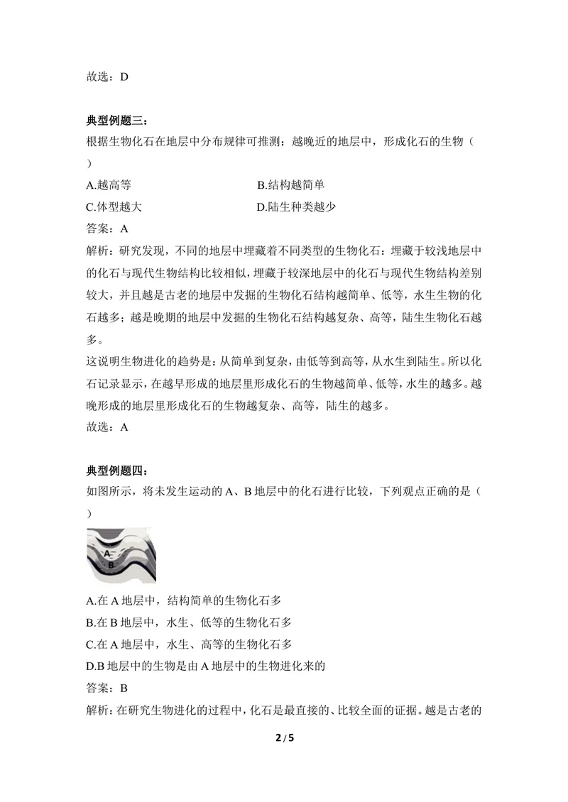 《《生物的进化》例题解析_初中全科目同步习题+精品试卷（7-9年级）_25秋初中生物《同步习题+精品试卷》_初中生物试卷（冀少版）_《同步练习+教案学案》_八年级下册》第2页预览