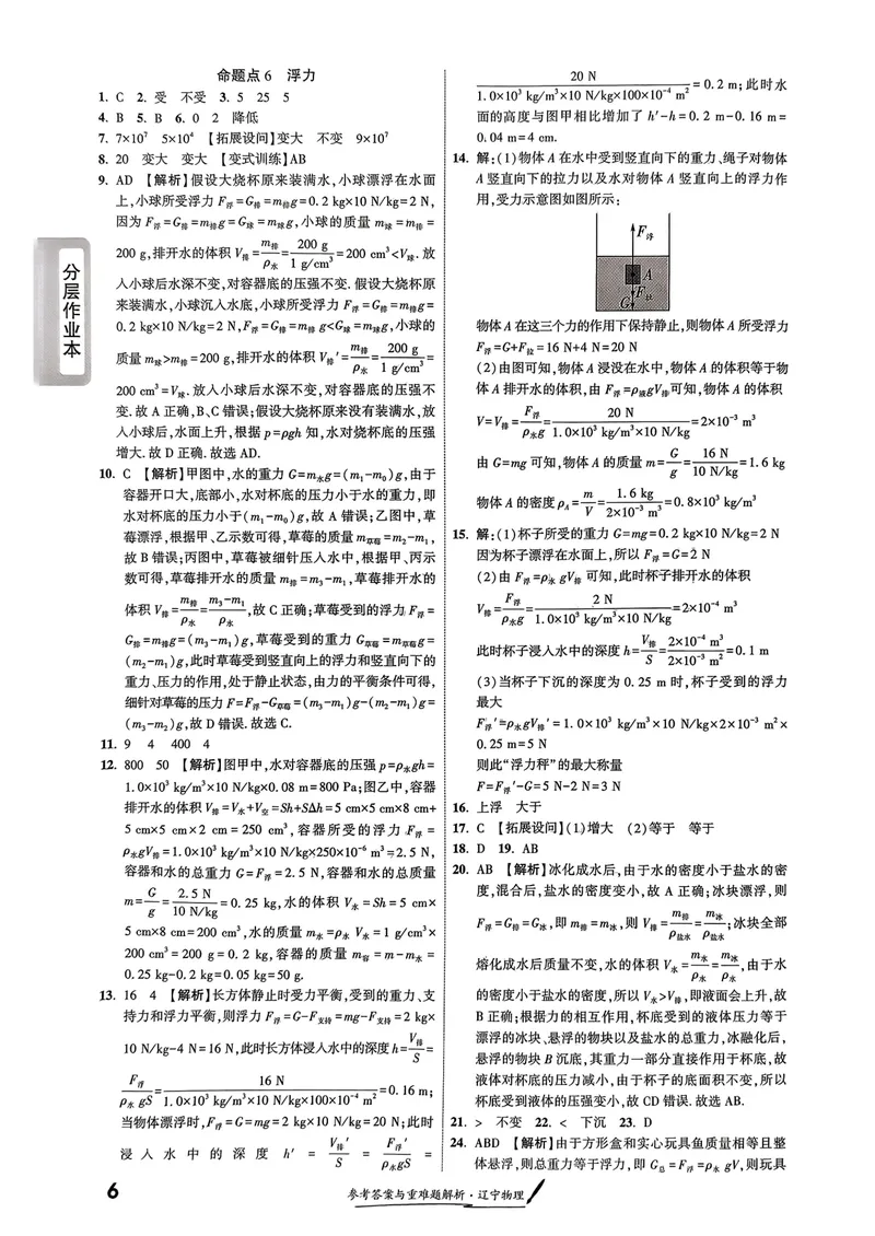 《一战成名-新中考物理-5-参考答案_初中全科目同步习题+精品试卷（7-9年级）_25秋初中物理《同步习题+精品试卷》_初中物理试卷人教版_《新中考物理》25春》第8页预览