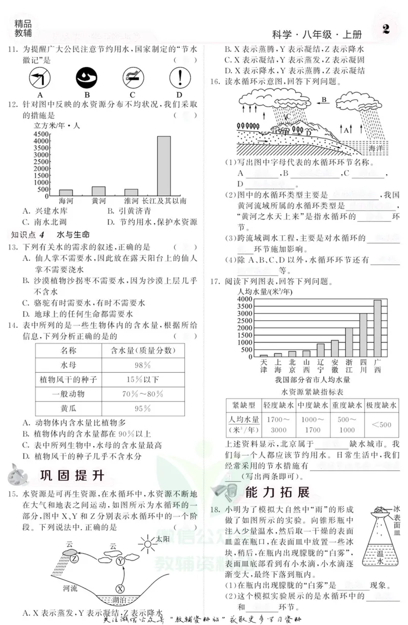 《《课堂内外》八年级上册科学浙教版A本去答案版_初中全科目同步习题+精品试卷（7-9年级）_25秋初中科学《同步习题+精品试卷》_《课堂内外》》第3页预览