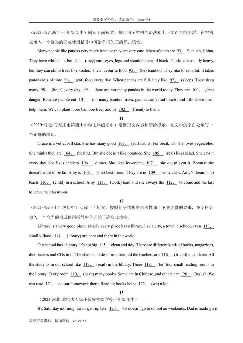 《专题10语法填空精练精析20篇_初中全科目同步习题+精品试卷（7-9年级）_25秋初中英语《同步习题+精品试卷》_初中英语（沪教牛津版）试卷_七年级上册_期末复习挑战满分百题斩》第4页预览
