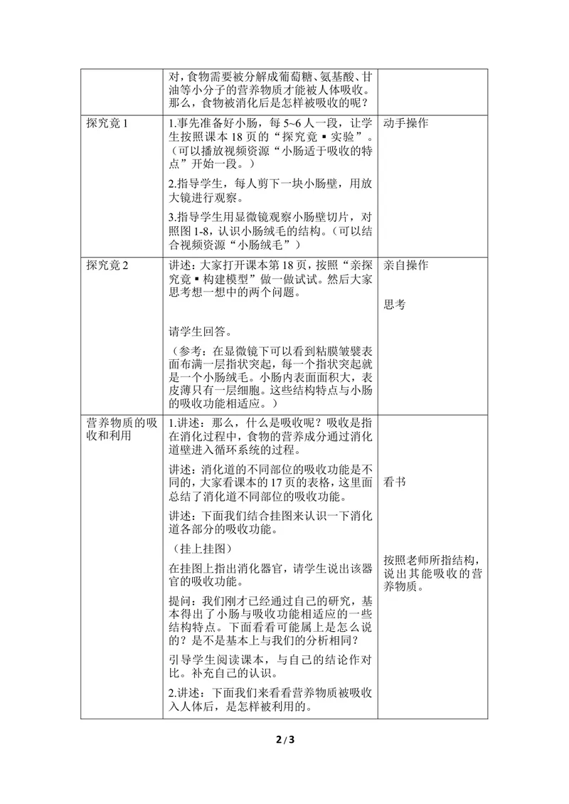 《《营养物质的吸收和利用》优教教案_初中全科目同步习题+精品试卷（7-9年级）_25秋初中生物《同步习题+精品试卷》_初中生物试卷（冀少版）_《同步练习+教案学案》_七年级下册》第2页预览