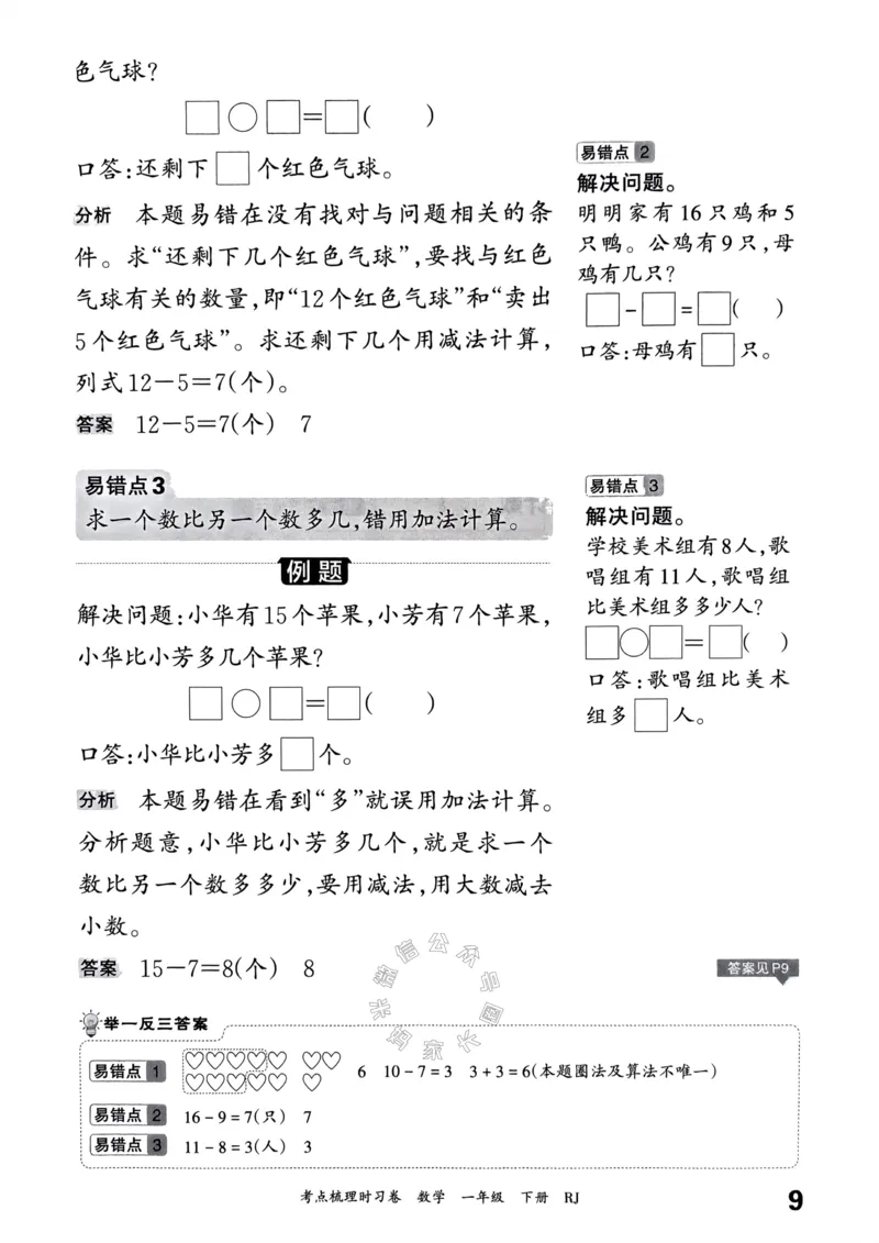 《022.24春人教版数学王朝霞考点梳理手册一年级下册_小学1-6年级全科全套_1-6年级全科下册_一年级_其他补充资料_数学人教版资料》第10页预览