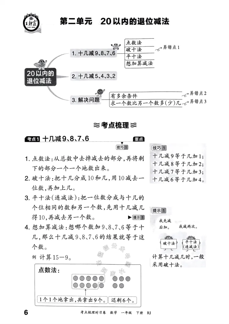 《022.24春人教版数学王朝霞考点梳理手册一年级下册_小学1-6年级全科全套_1-6年级全科下册_一年级_其他补充资料_数学人教版资料》第7页预览