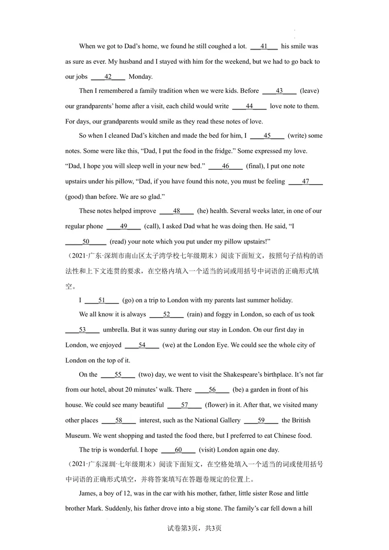《专题06语法填空25篇（名校最新期末真题）（牛津深圳版）_初中全科目同步习题+精品试卷（7-9年级）_25秋初中英语《同步习题+精品试卷》_初中英语（沪教牛津版）试卷_七年级下册》第3页预览