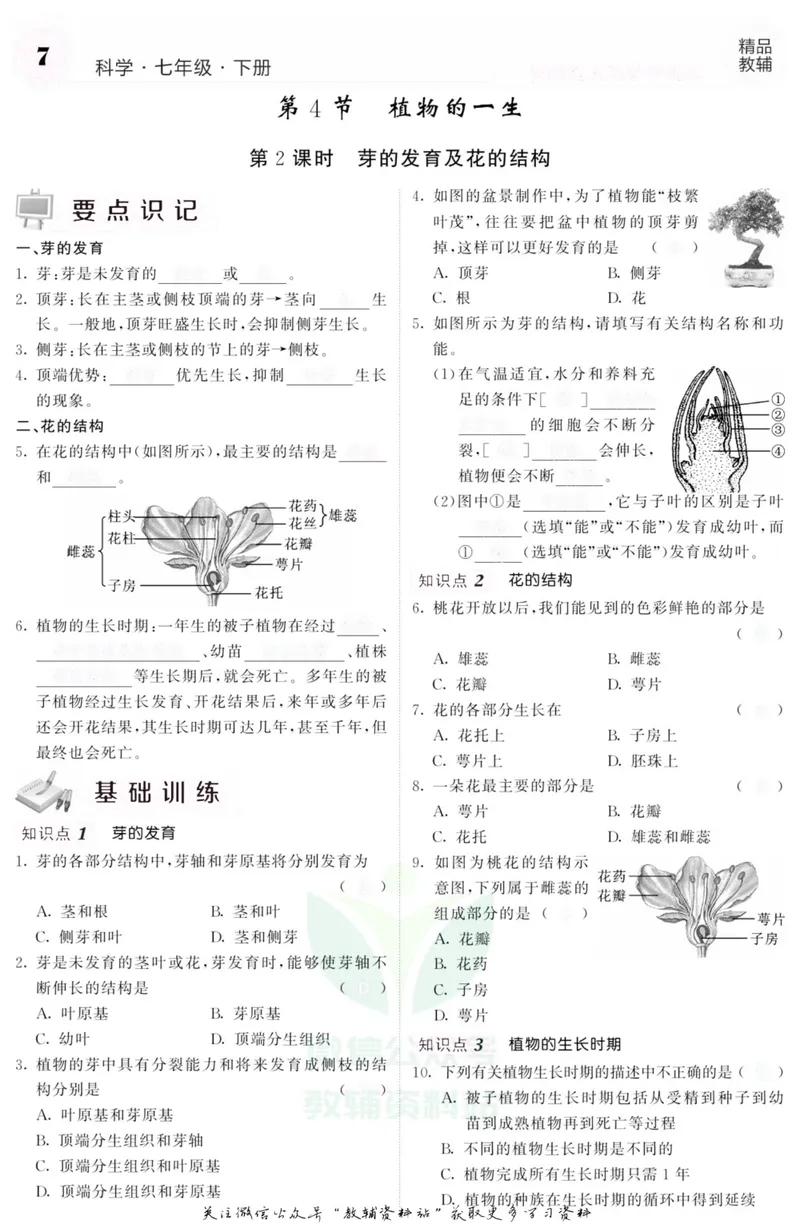 《《课堂内外》七年级下册科学浙教版A本去答案版_初中全科目同步习题+精品试卷（7-9年级）_25秋初中科学《同步习题+精品试卷》_《课堂内外》》第10页预览