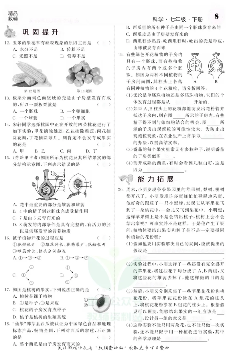 《《课堂内外》七年级下册科学浙教版B本去答案版_初中全科目同步习题+精品试卷（7-9年级）_25秋初中科学《同步习题+精品试卷》_《课堂内外》》第10页预览