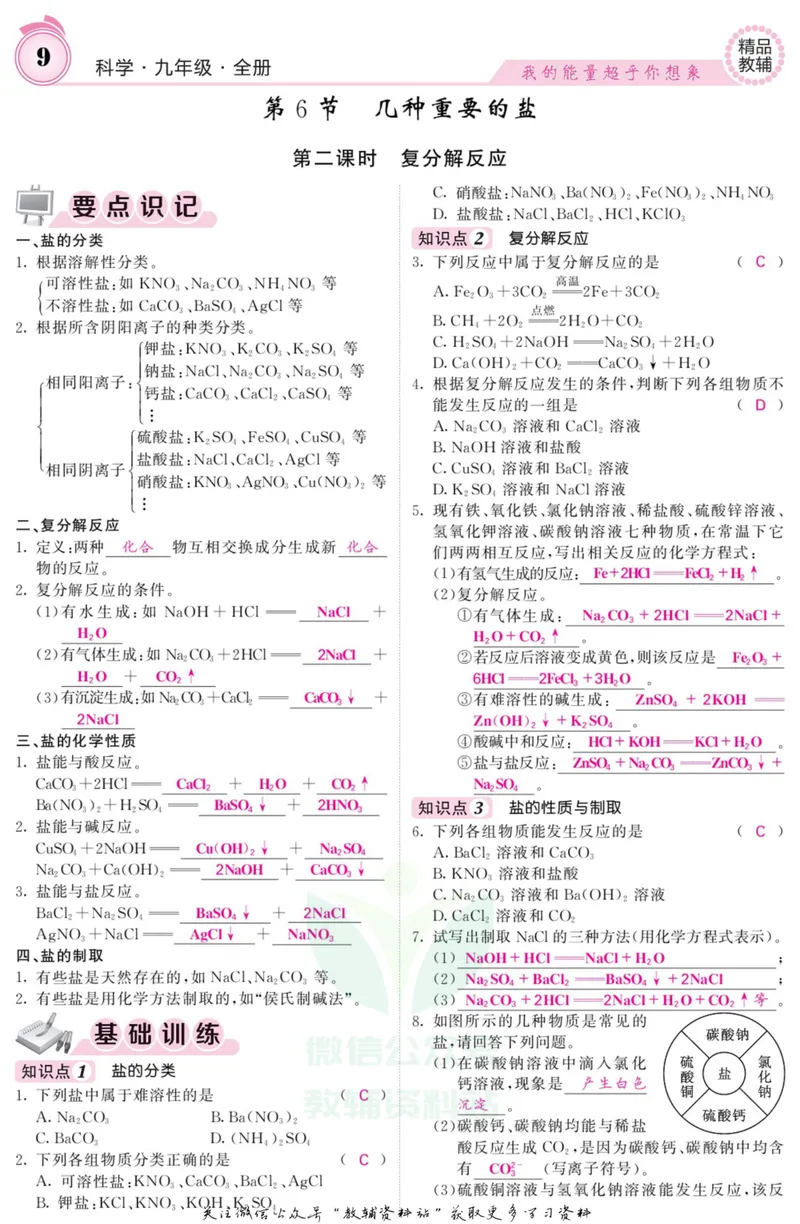 《《课堂内外》九年级全册科学浙江专版B本教师用书_初中全科目同步习题+精品试卷（7-9年级）_25秋初中科学《同步习题+精品试卷》_《课堂内外》》第10页预览