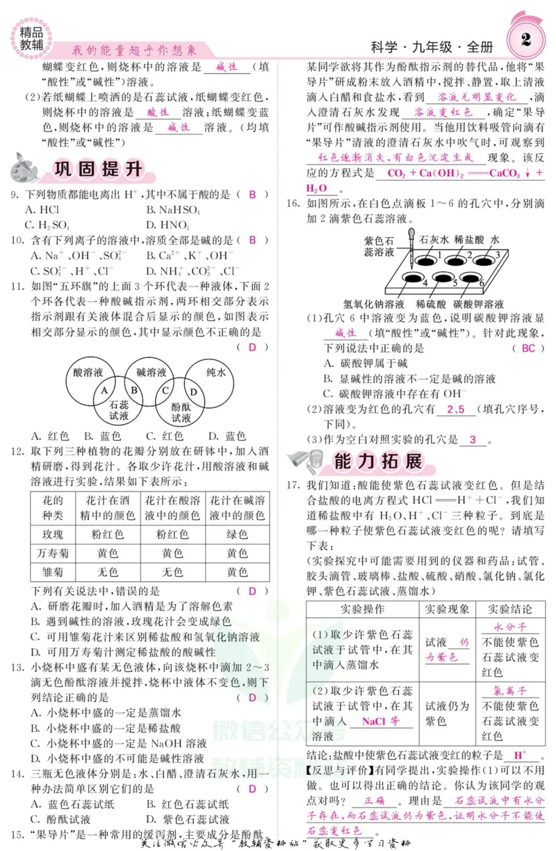 《《课堂内外》九年级全册科学浙江专版B本教师用书_初中全科目同步习题+精品试卷（7-9年级）_25秋初中科学《同步习题+精品试卷》_《课堂内外》》第3页预览