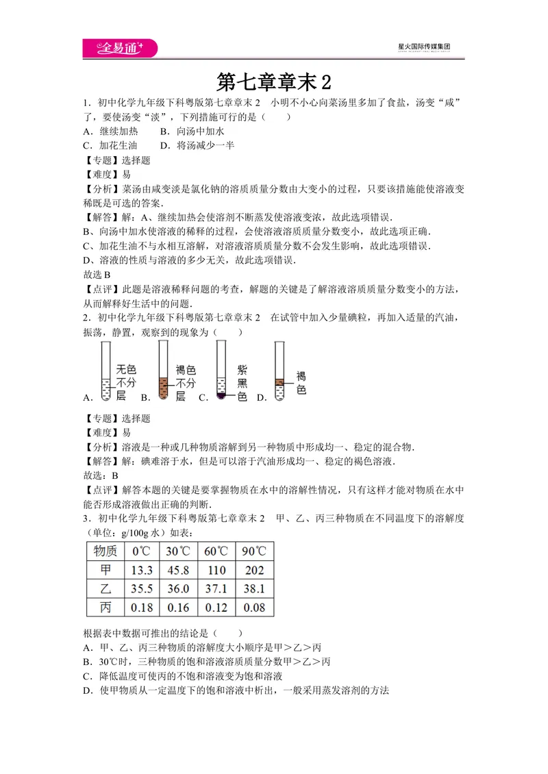 《初中化学九年级下科粤版第七章章末2_初中全科目同步习题+精品试卷（7-9年级）_25秋初中化学《同步习题+精品试卷》_初中化学（科粤版）试卷_同步试题资源包（9B）》第1页预览