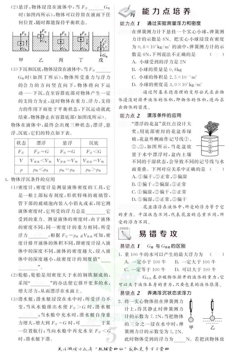 《《课堂内外》八年级上册科学浙教版小册子去答案版_初中全科目同步习题+精品试卷（7-9年级）_25秋初中科学《同步习题+精品试卷》_《课堂内外》》第7页预览