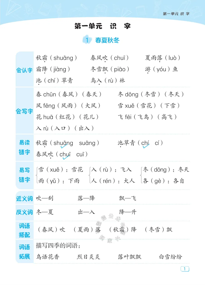 《022.24春典中点语文课堂重点笔记一年级下册_小学1-6年级全科全套_1-6年级全科下册_一年级_其他补充资料_语文资料》第3页预览