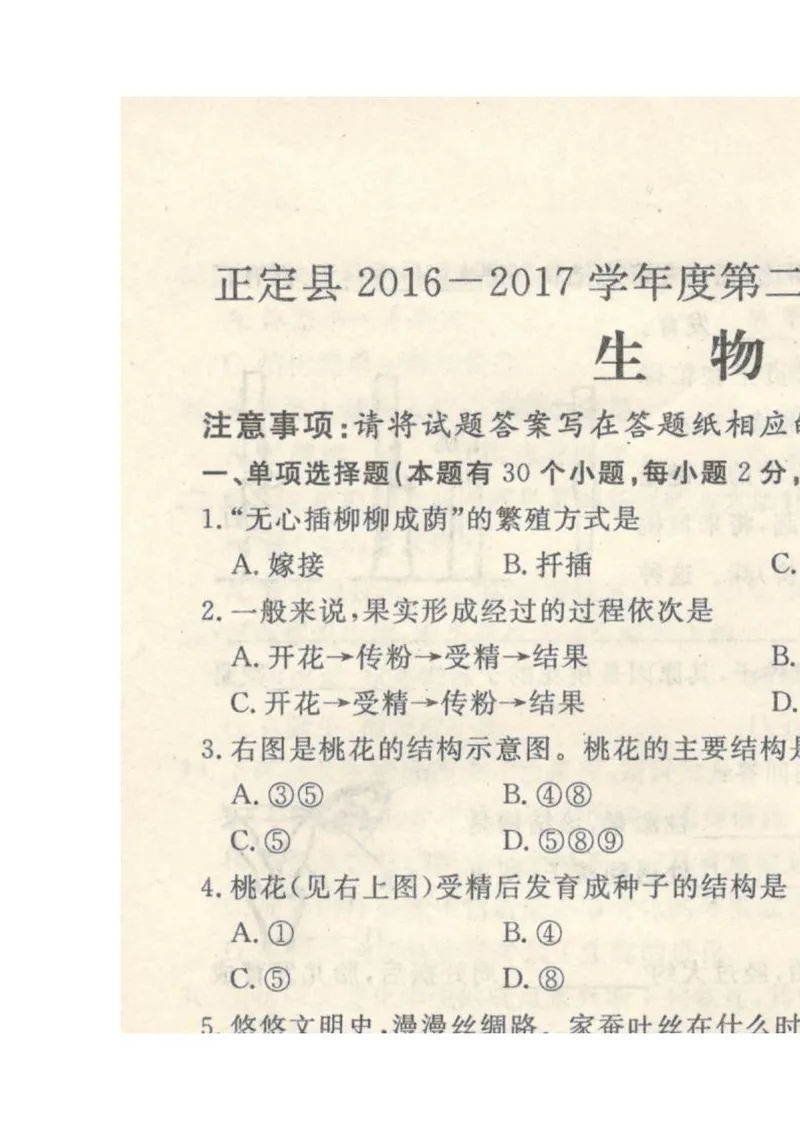 《八年级生物_初中全科目同步习题+精品试卷（7-9年级）_25秋初中生物《同步习题+精品试卷》_初中生物试卷（冀少版）_《真题试卷》_八年级下学期生物冀少版试题》第1页预览