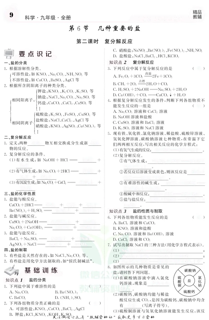 《《课堂内外》九年级全册科学浙江专版B本去答案版_初中全科目同步习题+精品试卷（7-9年级）_25秋初中科学《同步习题+精品试卷》_《课堂内外》》第10页预览