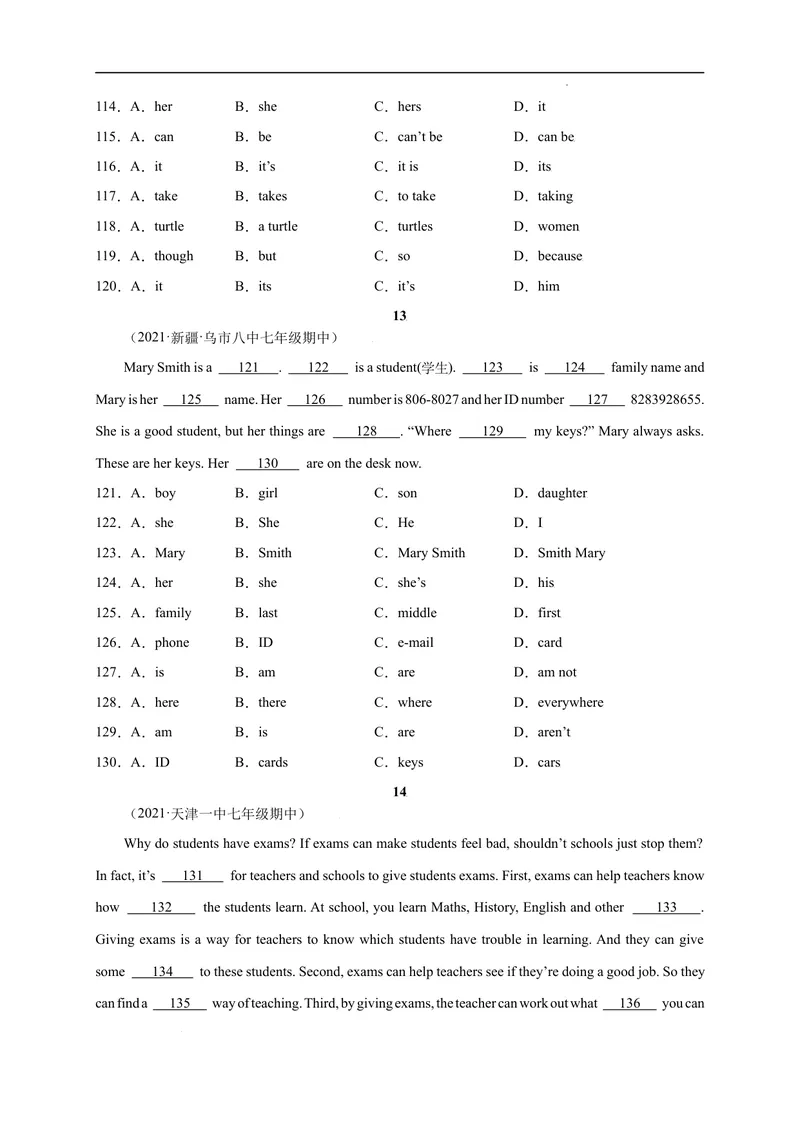 《专题07完形填空精练精析20篇_初中全科目同步习题+精品试卷（7-9年级）_25秋初中英语《同步习题+精品试卷》_初中英语（沪教牛津版）试卷_七年级上册_期末复习挑战满分百题斩》第9页预览