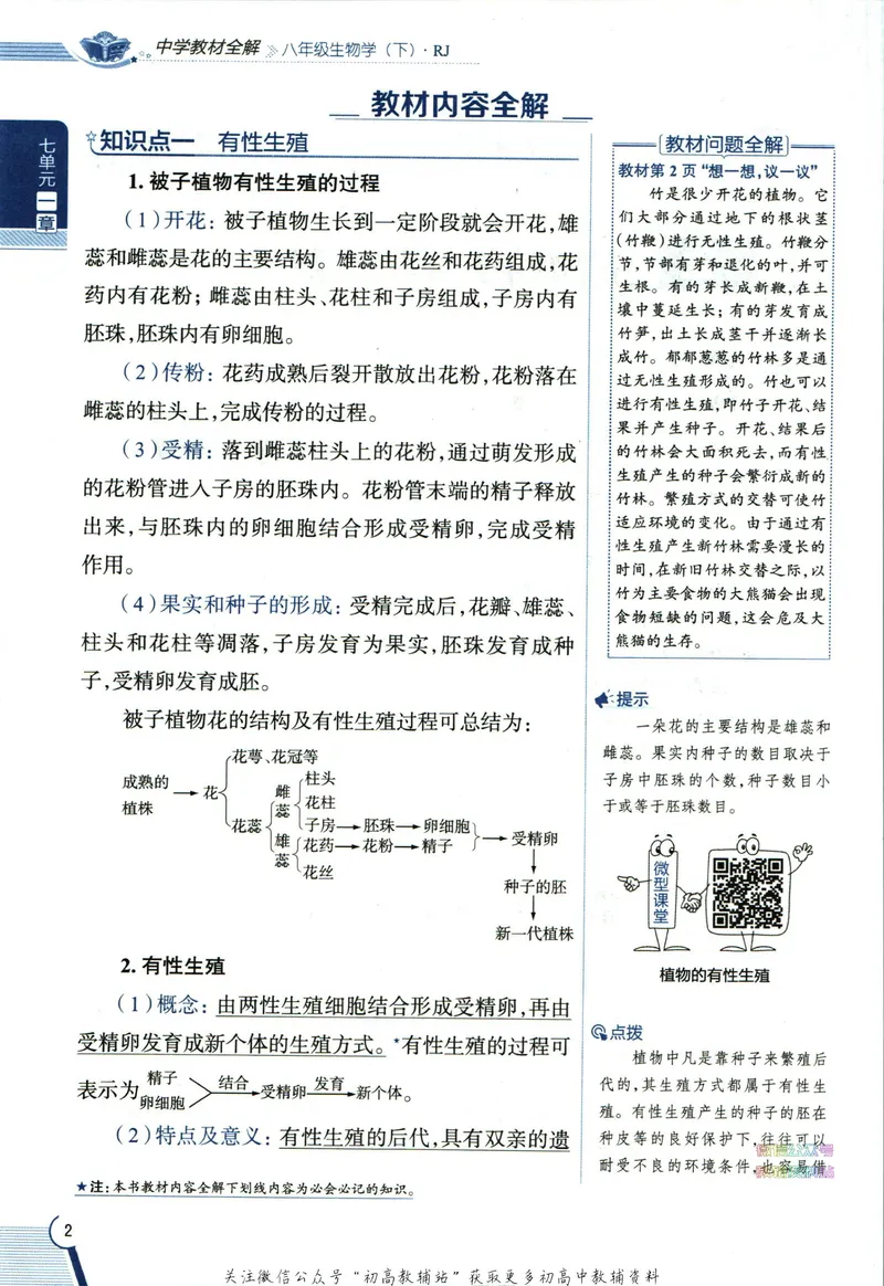 《中学教材全解八年级下册生物人教版_初中《教材全解》7-9年级上下册_初中生物《中学教材全解》7-8年级上下册》第10页预览