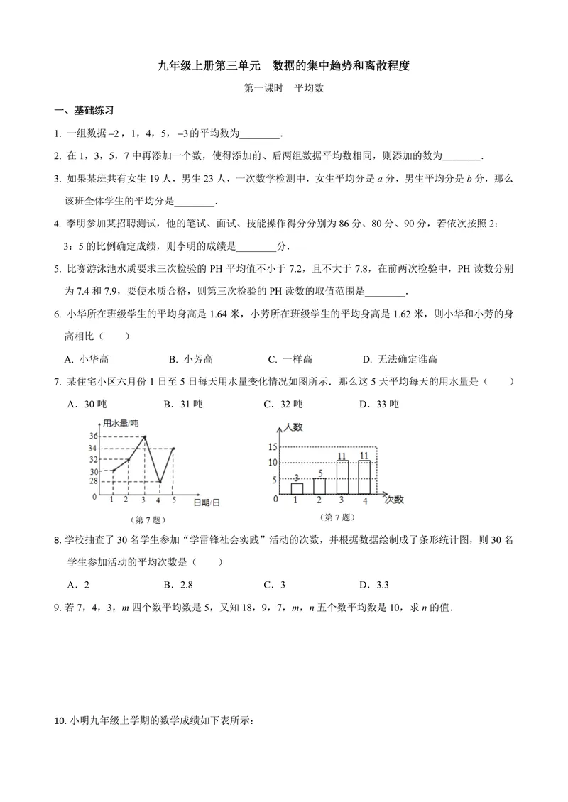 《九年级上册第3章数据的集中趋势和离散程度单元作业_0作业_初中全科目同步习题+精品试卷（7-9年级）_25秋初中数学《同步习题+精品试卷》_初中数学苏科版试卷_《优秀作业单》_九年级》第1页预览